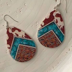 Faux Leather Cow/Western Theme Earrings